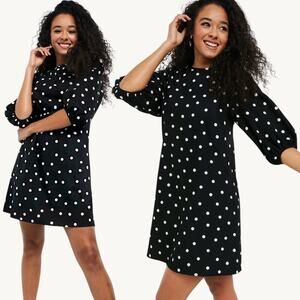 ASOS New Look Poplin Mini Shift Dress in Black White Polka Dot Size 8 / M